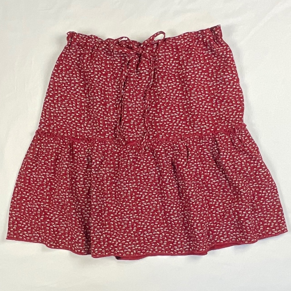Brandy Melville Red Mini Skirt with Drawstring Waist